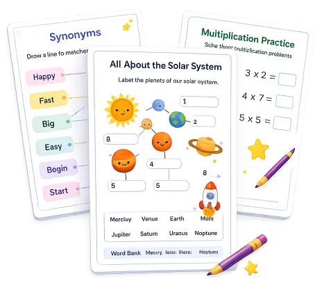 Sample KidSmart printable worksheets