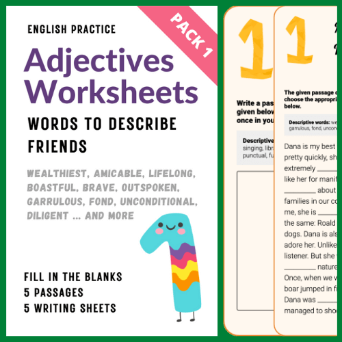 Adjectives Practice Pack 1